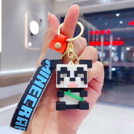 Porte-clés Minecraft en PVC pour enfants, porte-clés en silicone pour sac, sac de rangement pour la monnaie white
