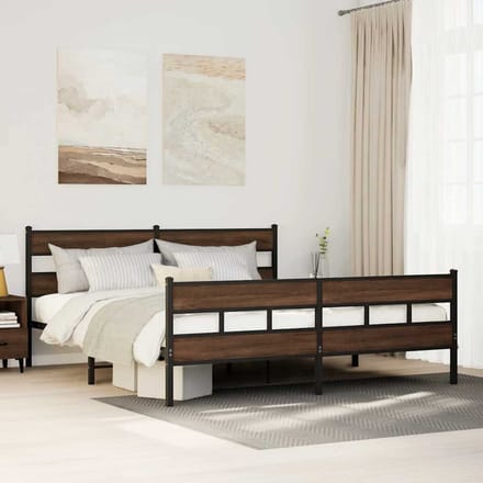 vidaXL - Bedframe - zonder - matras - metaal - bruin - eikenkleurig - 200x200 - cm