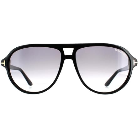 Tom Ford Aviator Mannen Shiny Black Smoke Gradiënt FT0932 Jeffrey