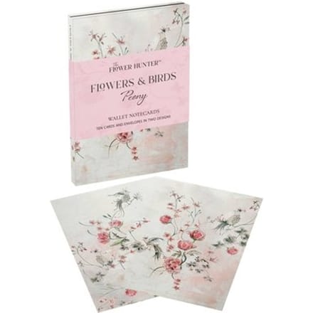 Flowers & Birds Peony Wallet Notecards - Lucy Hunter