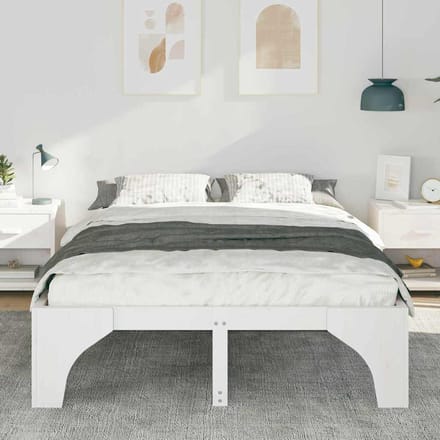vidaXL - Bedframe - Wit - 160 - x - 200 - cm - Massief - grenenhout