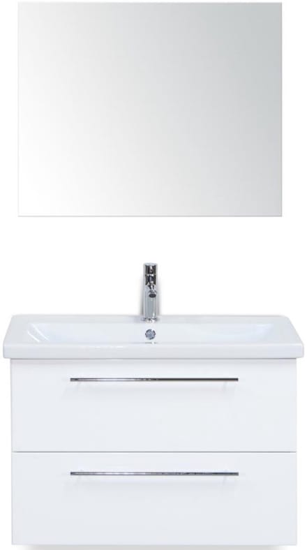 Como Badmeubelset 80 cm - Wit Hoogglans - Keramische Wastafel Wit met Spiegel