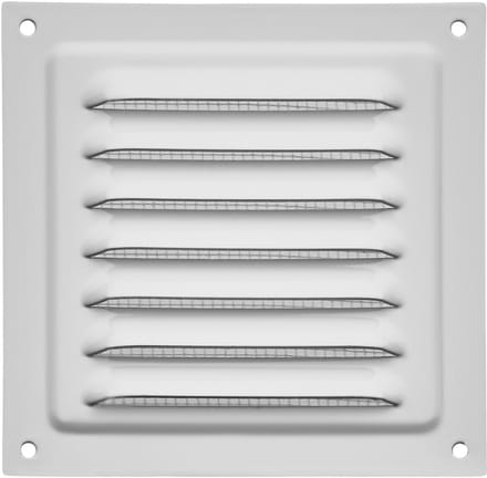 SOTECH aluminium ventilatierooster 125 x 125 mm wit met muggengaas Rookgasrooster voor opschroefbare montage