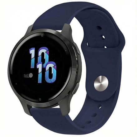 Siliconen Sport bandje - Universeel 22 mm aansluiting - Geschikt voor onder andere Geschikt voor Garmin Forerunner 20 mm / Fenix 5/6/7 / Vivoactive 4 - Donkerblauw