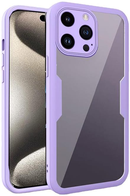 Hoesje geschikt voor Apple iPhone 15 Pro Max - Techsuit ColorVerse 360 Case met Screenprotector - Paars