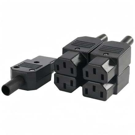 Allecto - Voedingsconnector - Inline adapterstekker - 10 A - Zwart - C13 stekker - Geschikt voor netadapter - 5 stuks