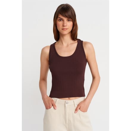 Geribbelde Mouwloze Slim-fit Blouse