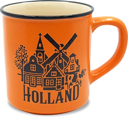 Mok - Beker Holland Groot - Oranje - 300 Ml - Keramiek - Souvenir - Een Stuk - Relatiegeschenk