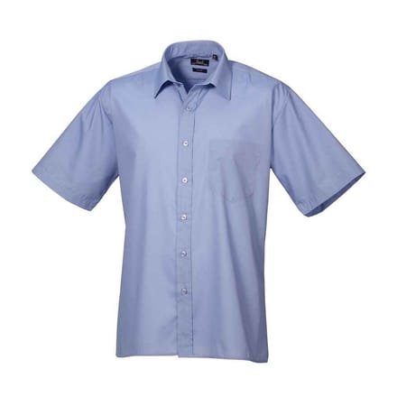 Premier Heren Poplin overhemd met korte mouwen (Middenblauw)