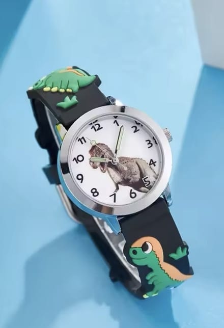 12Getit Dino horloge zwart siliconen band