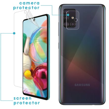imoshion Screenprotector Folie 3 Pack + Camera Protector Glas voor de Samsung Galaxy A71