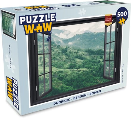 Puzzel Doorkijk - Berg - Boom - Legpuzzel - Puzzel 500 stukjes