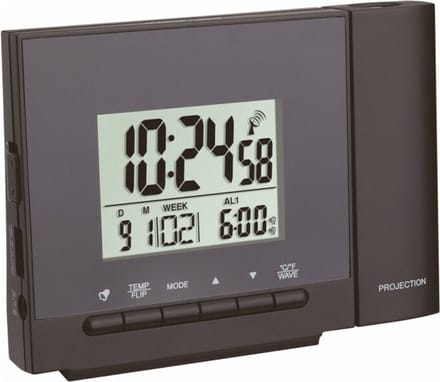 TFA Dostmann Radio Controlled Projection Wekker 60.5013.01 Thermometer Digitaal