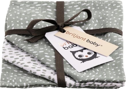 Briljant Baby - Washandjes Hydrofiel Minimal Dots (3pack) - Stone Green
