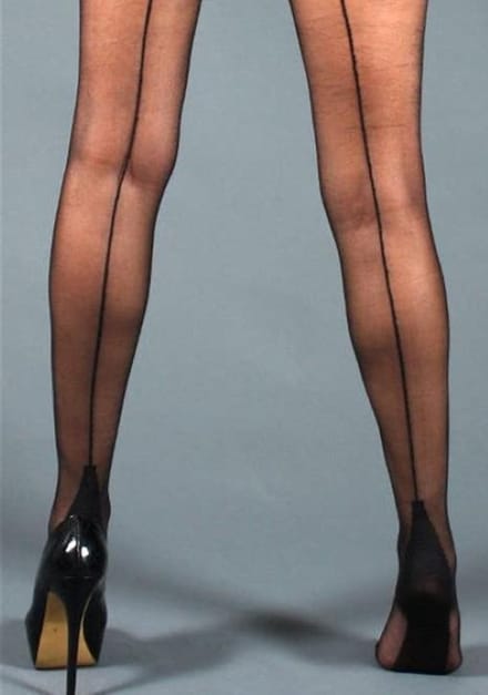 Pretty Polly Panty - Nylons - Gloss - Naad - Backseam - 10 Den. - M/L - Zwart