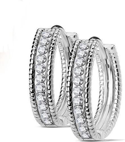 Oorbellen hoop ring met center steentjes ©LMPiercings