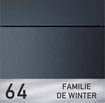 BR49 Brievenbus antraciet met naam en huisnummer 37x37x10.5cm