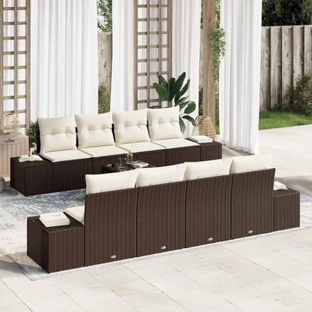vidaXL Tuin Sofa Set 7 st Bruin en crème poly rattan