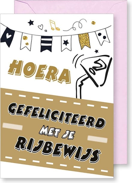6 Wenskaarten met gekleurde envelop - MGPcards - Gefeliciteerd - Rijbewijs - 11,5 x 17 cm
