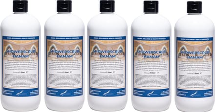 Showerscrub Hamam 1 liter - set van 5 stuks - verfrissende scrubgel - exfoliërende bodyscrub