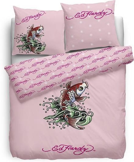 Ed Hardy Dekbedovertrek Koi Fish - Eenpersoons - 140x200/220 cm - Roze