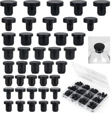 100 Stuks Rubberen Stoppen 8 Maten 4-9.5 mm Siliconen Stoppen Zwart