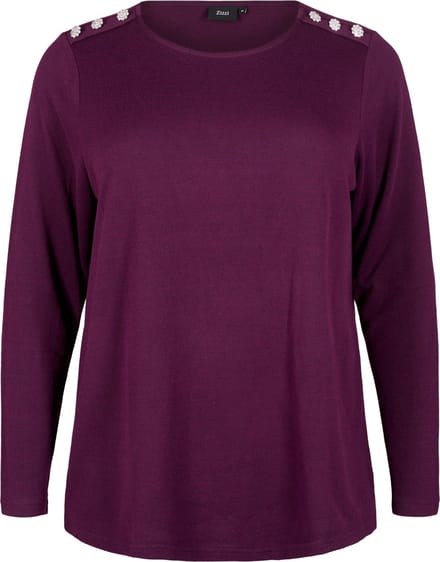 ZIZZI VLUCCA, L/S, BUTTON BLOUSE Dames Blouse - Purple - Maat S (42-44)