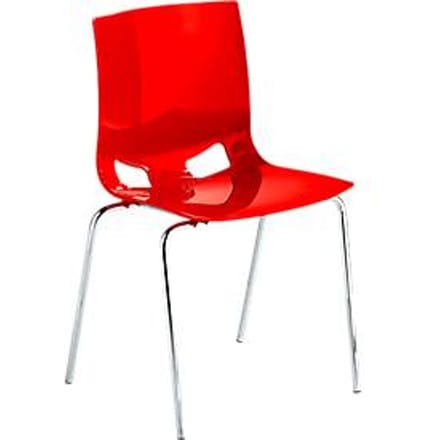 Stoel FONDO - kunststof - stapelbaar  - verchroomd frame - rood