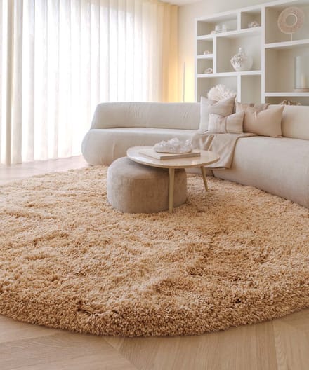 Shaggy vloerkleed rond - Sveve beige 80