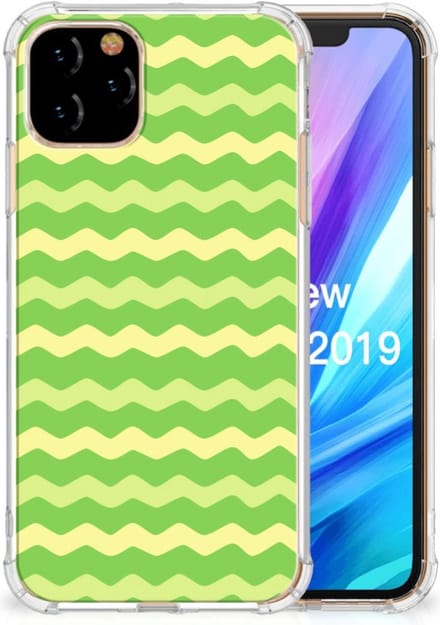 Apple iPhone 11 Pro Doorzichtige Silicone Hoesje Waves Green