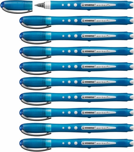 STABILO worker+ colorful - Rollerball Pen 0.5 mm - Blauw - Doos 10 stuks