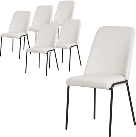ML-Design beige eetkamerstoelen set van 6 gestoffeerde keukenstoelen comfortabel ergonomisch zachte polyester zitting hoge rugleuning metalen poot modern scandinavisch luxe design woonkamer eethoek keuken stoelen elegant minimalistisch