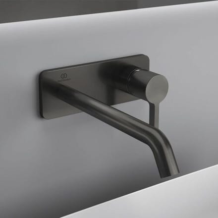 Ideal Standard wall-mounted basin mixer with square rosette, spout 22 cm A7381A5