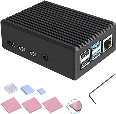 Raspberry Pi 4 Behuizing Aluminium met Passieve Koeling voor Model B - Zwart