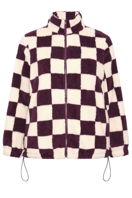 Yours Bordeauxrode Geruite Fleece Met Ritssluiting Size 46