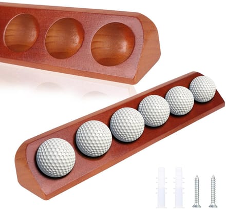 Dailygoods- Golfbalstand Houten - 6 Holes - Wandbeugel - Inclusief
