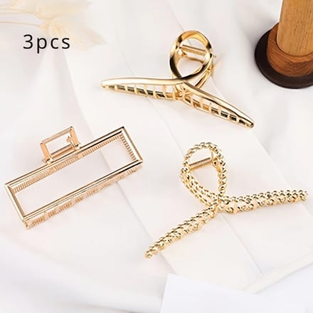 Livé® Haarclips – 3 Metalen Klauwclips voor Dik Haar
