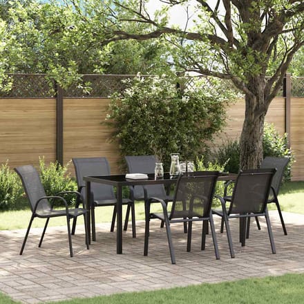 vidaXL - Tuinstoelen - stapelbaar - 6 - st - textileen - stof - zwart