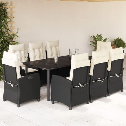 vidaXL - 9-delige - Tuinset - poly - rattan - zwart