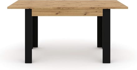 Uitschuifbare Eettafel 120/160 cm - Moderne Woonkamertafel met Eikenlook en Zwart Onderstel