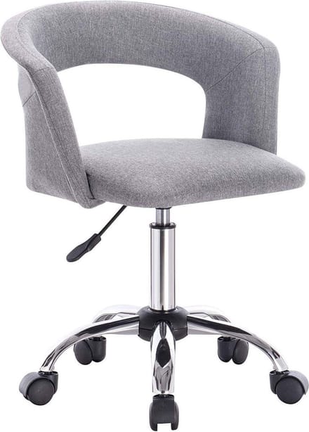 Bureaustoel Deluxe - Ergonomisch - Linnen - Lichtgrijs - In Hoogte Verstelbaar - Op Wielen