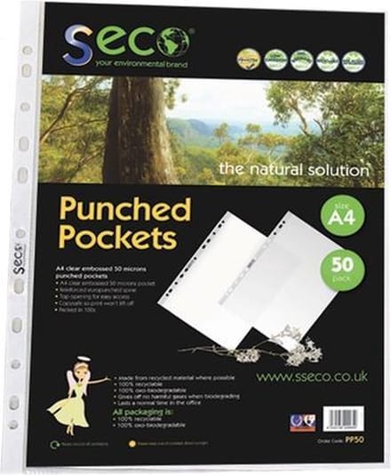 Seco insteekmap - A4 - 11-gaats - PP 50 micron - transparant - 100 stuks - milieuvriendelijk