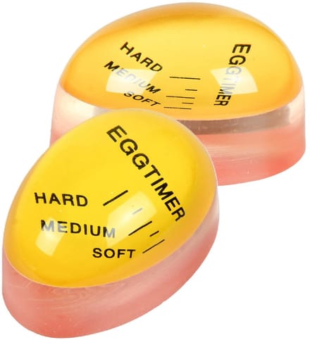 Benson Eierwekker - 2x - rood/geel - siliconen - kookwekker eieren - zacht/medium/hard - 6 x 4 cm