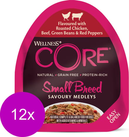 Wellness Core Small Breed Savoury Medleys 85 g - Hondenvoer - 12 x Kip&Rund