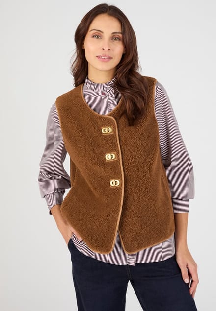 Damart - Vest mouwloos fleece teddy - Dames - Bruin - M