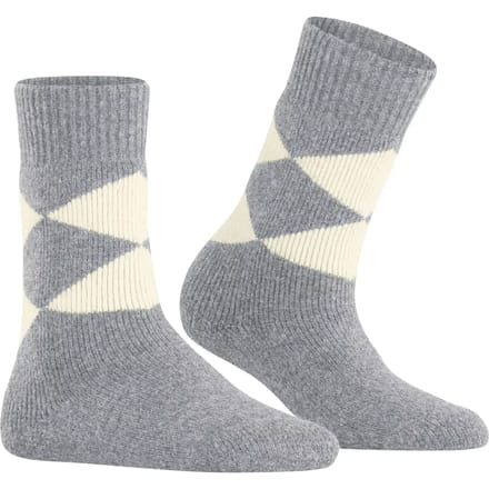 Burlington Cosy Argyle gedessineerd wol sokken dames grijs - maat 36-41