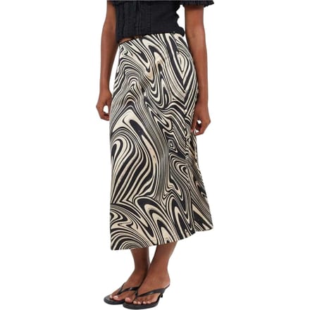 Brave Soul Midi-rok met wervelend patroon voor dames (Zwart)