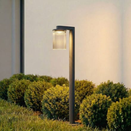 Lucande LED tuinpadverlichting Beelia, antraciet, 90 cm, geribbeld