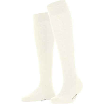 FALKE Declivity lang eenkleurig wol kniekousen dames wit - maat 35-38