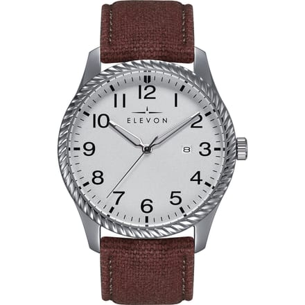 Elevon Crosswind-horloge met leren band en canvasbekleding met datum